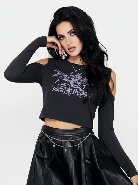 Disturbia Tops - DISTURBIA Dragon Arm Warmer long sleeve graphic top
